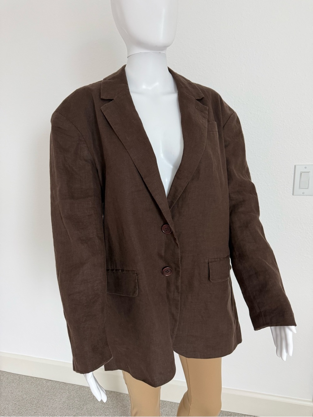 Madewell Brown Linen Two-Button Blazer NWT